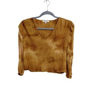 Madewell Amber Tie-Dye V-Neck Ruffle Sleeve Blouse